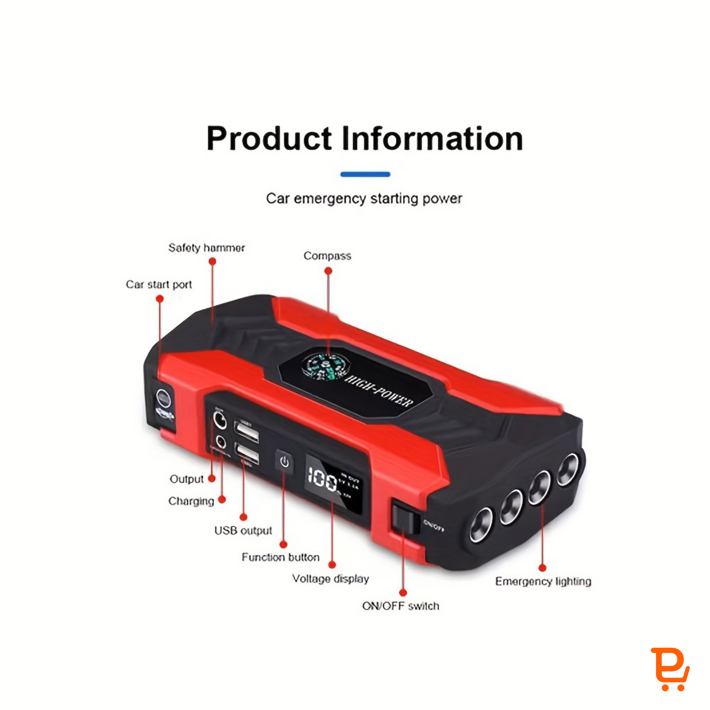 3-in-1 3000A Car Jump Starter with 28000mAh Power Bank & 150PSI Air Compressor | Heavy-Duty Emergency Booster with LED Flashlight (UAE)