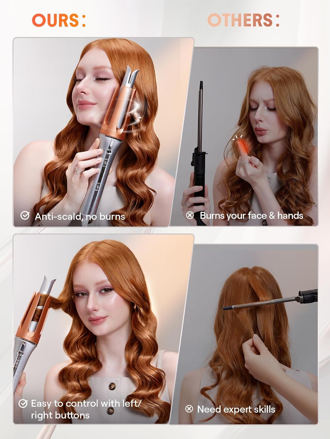 SHEGLAM Automatic Curling Iron 1-Inch | Fast Heating, Anti-Scald, Anti-Tangle &amp; 3 Heat Settings – GlossPro Ceramic Hair Curler&nbsp;