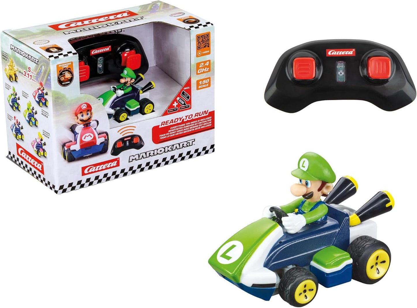 Carrera RC Mario Kart Mini Luigi – 2.4GHz Remote Control Kart | Ready to Run