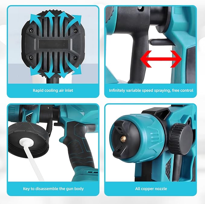 48V Battery Powered Paint Sprayer – 3 Spray Patterns, Electric Wall &amp; Fence Painting Gun.