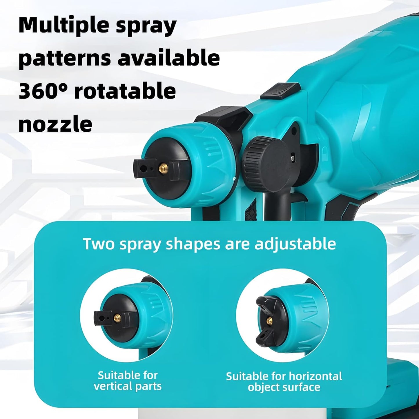 48V Battery Powered Paint Sprayer – 3 Spray Patterns, Electric Wall &amp; Fence Painting Gun.