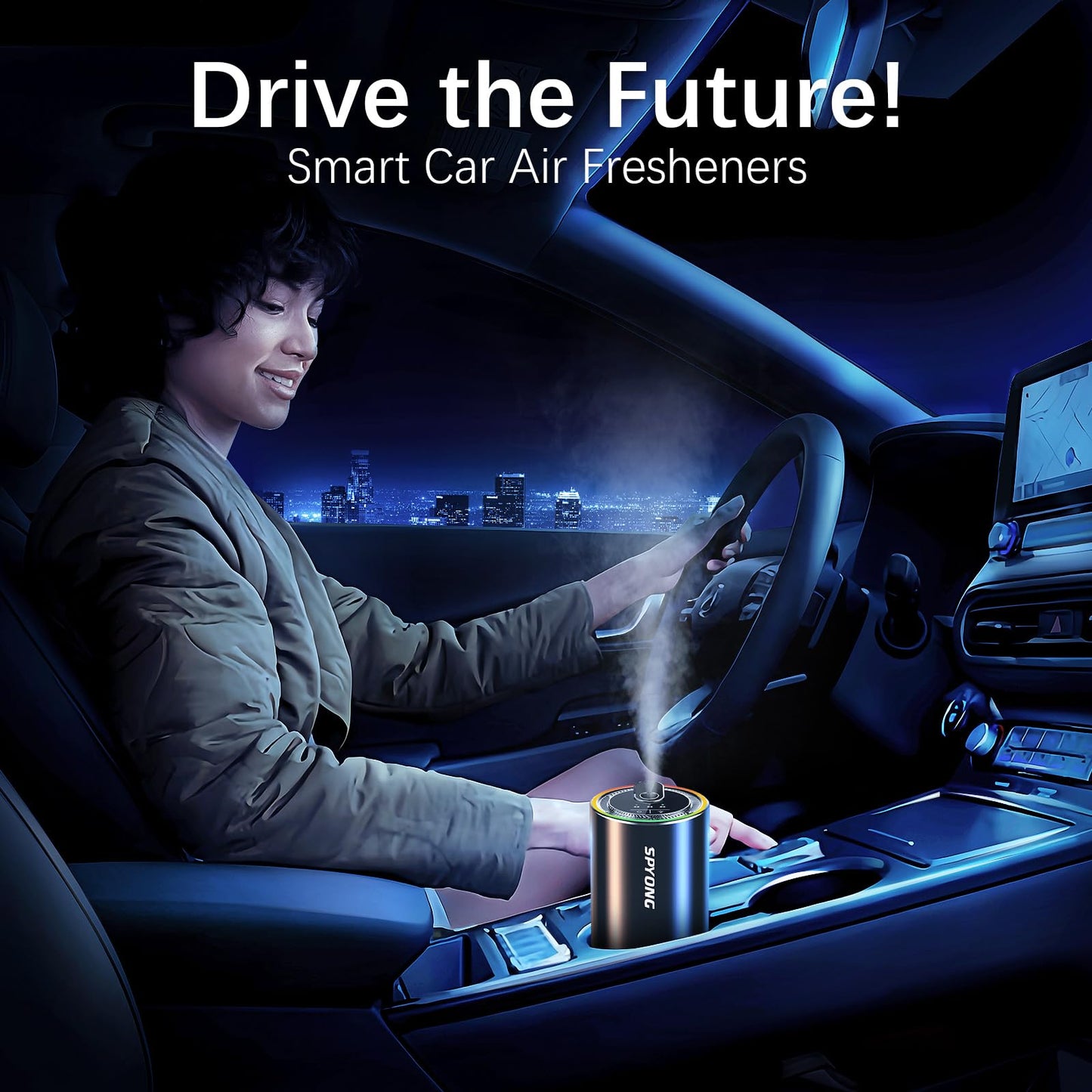 Smart Car Aroma Diffuser — Auto On-Off, Starry Mood Light & 3× Scent Modes