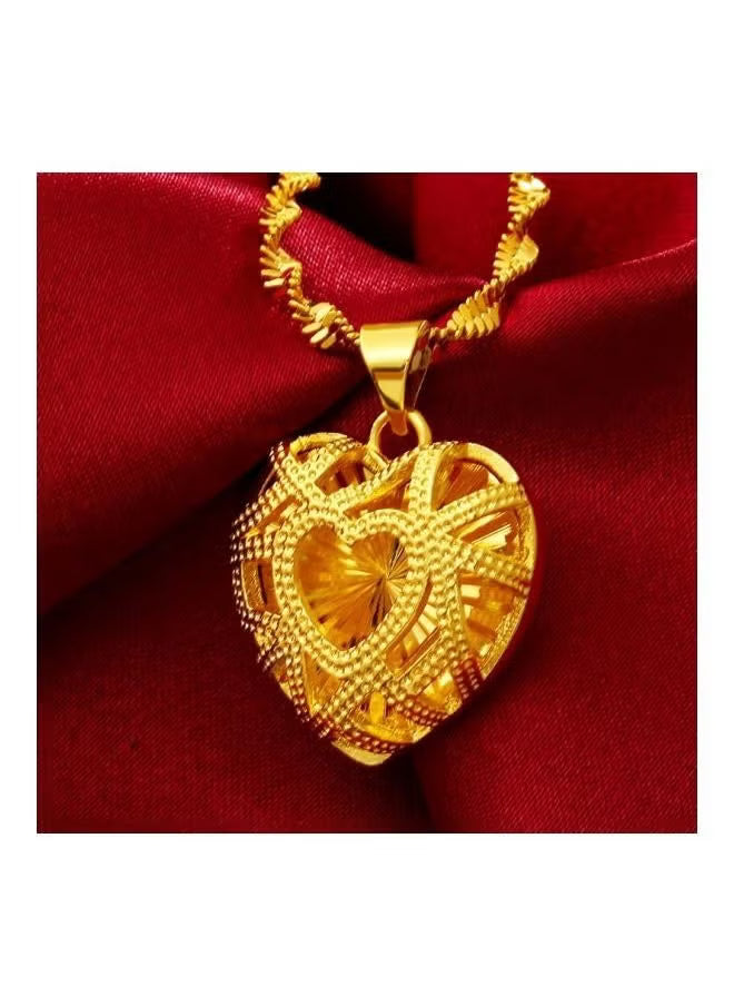 Gold Heart Shape Pendant Necklace – Elegant Women's Heart Necklace