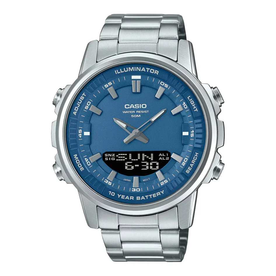 Casio AMW-880-1AV Men’s Analog Digital Watch – World Time, 50M Water Resistant, 10-Year Battery