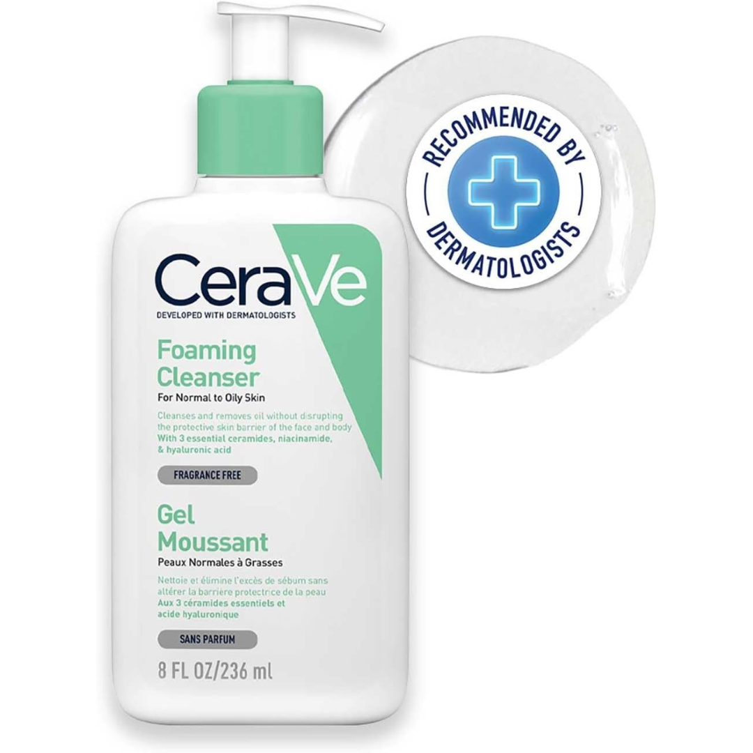 CeraVe Foaming Cleanser 236ml – Oil-Control Gel Wash for Normal to Oily Skin