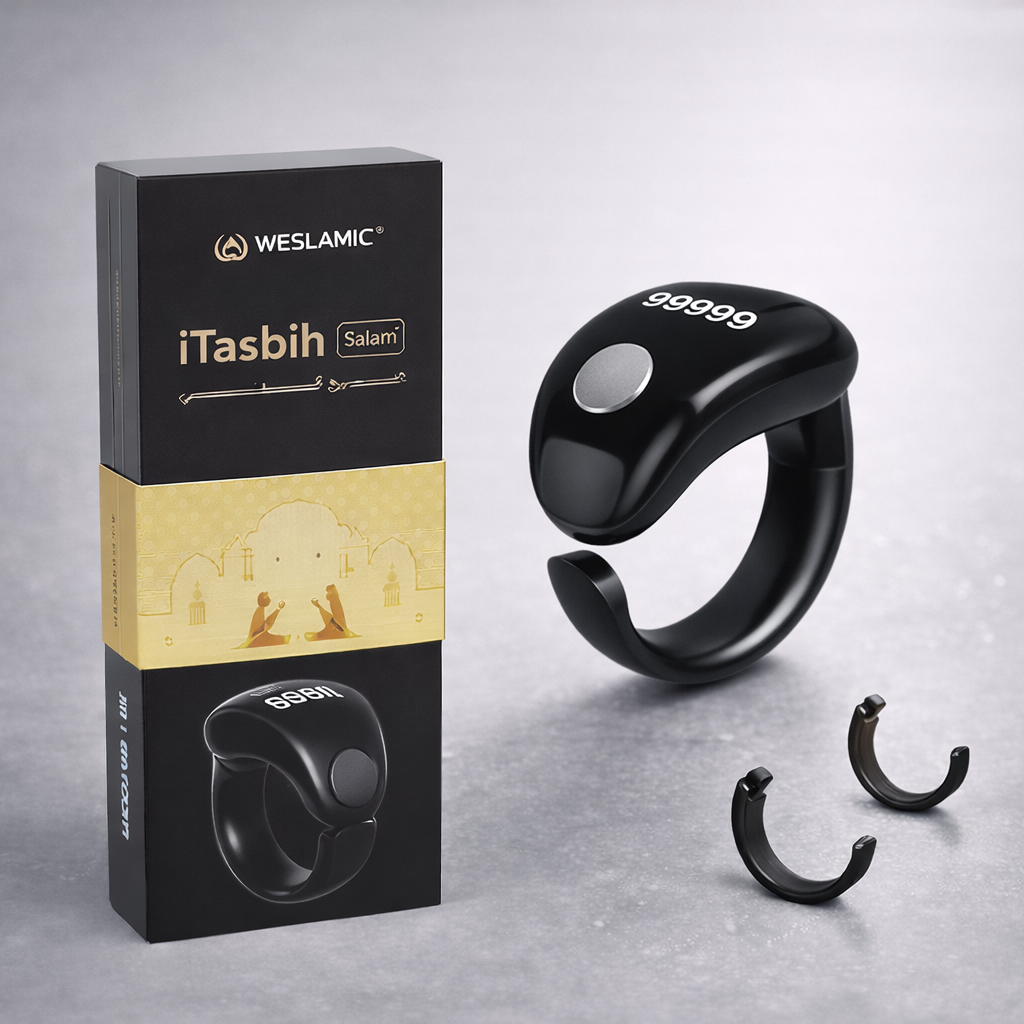 WESLAMIC Salam Smart Tasbih Ring – Digital Zikr Counter with OLED Display