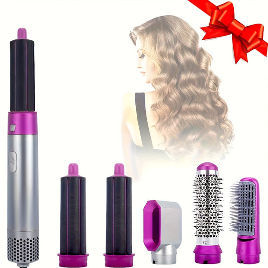 5-in-1 Professional Hair Dryer Brush Set | Straightener, Curler, Volumizer &amp; Scalp Massager – Ionic Hot Air Styling Tool