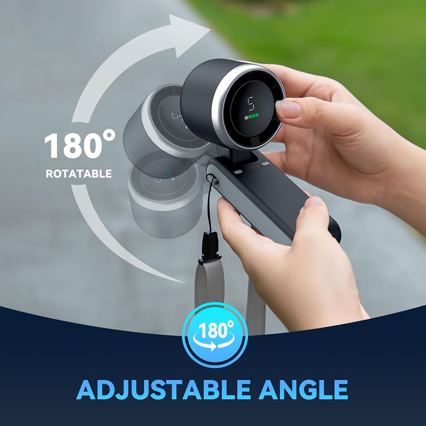 Portable Handheld Turbo Fan 3-in-1 | 4000mAh Battery, 5 Speeds, Foldable Cooling Fan for Travel, Office &amp; Outdoor.