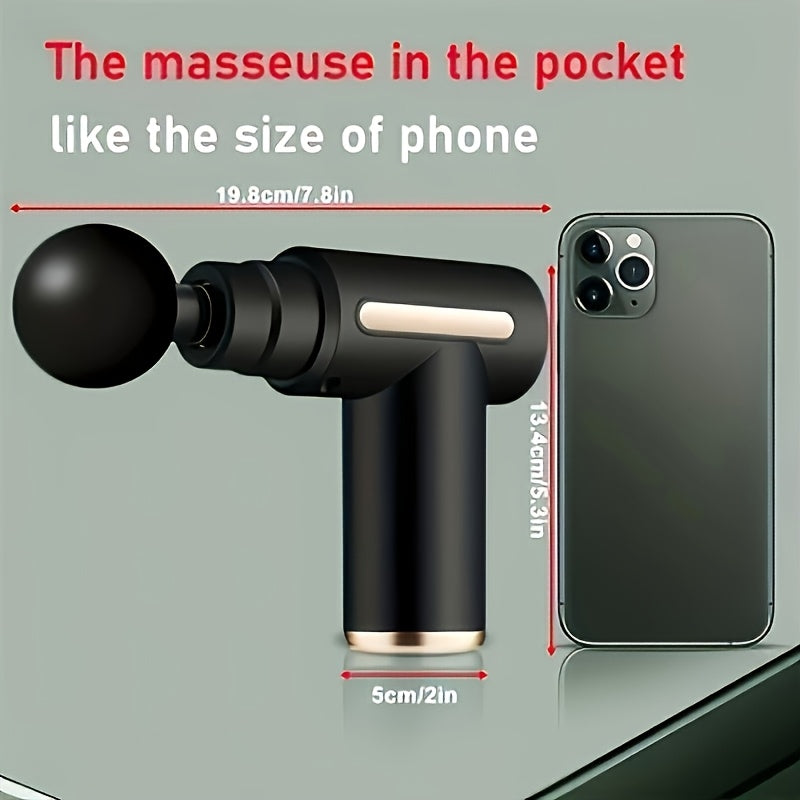 Mini Massage Gun Deep Tissue – 6 Speeds, 4 Heads, 1800mAh Battery, Portable &amp; Quiet Muscle Massager.
