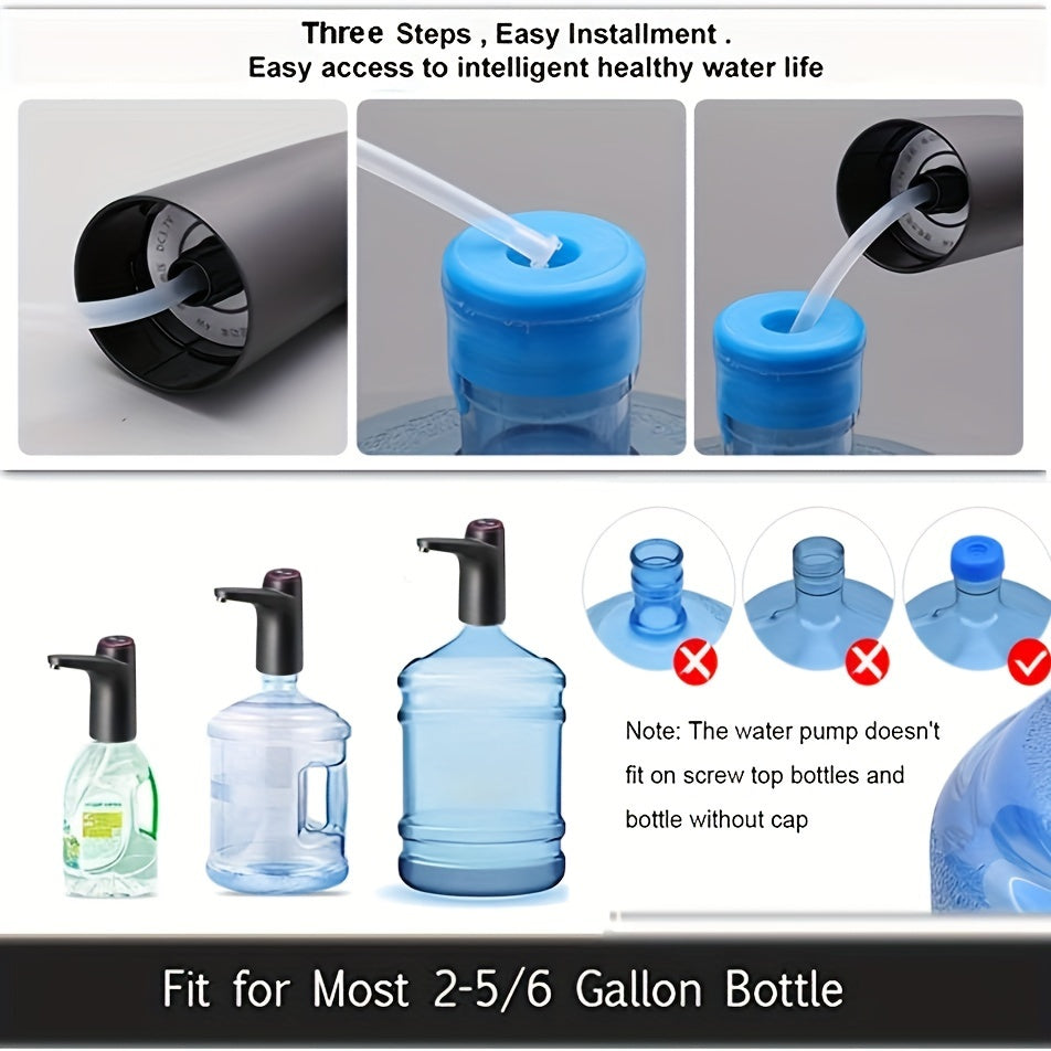 USB Rechargeable Water Bottle Pump | Automatic 1-Button Dispenser for 2–5 Gallon Bottles | BPA-Free, Portable & Long-Lasting 1200mAh Battery for Home, Office & Camping
