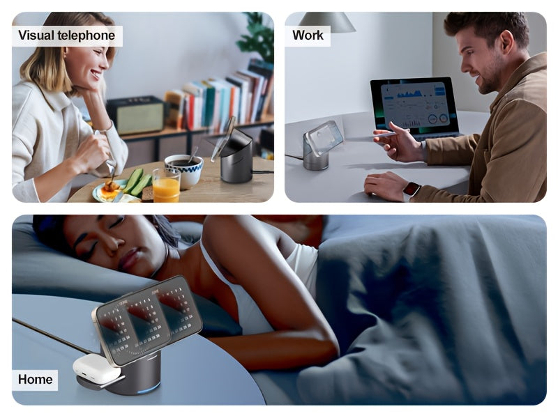 3-in-1 MagSafe Wireless Charging Station | Qi2 15W Fast Charger for iPhone, Watch & AirPods | Foldable, Auto-Rotating & Travel-Ready