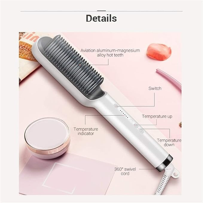 Kskin Hair Straightener Brush – Fast Heat, Anti-Scald Ionic Comb