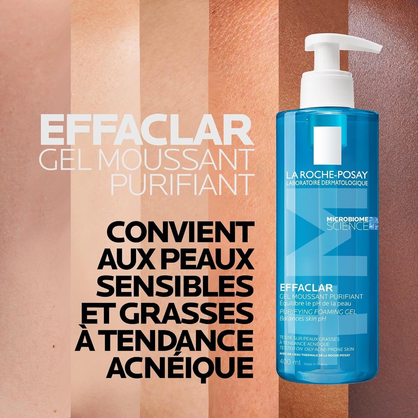 La Roche-Posay Effaclar Gel Facial Wash for Oily Skin – 400ml Purifying Foaming Cleanser for Oily & Acne-Prone Skin