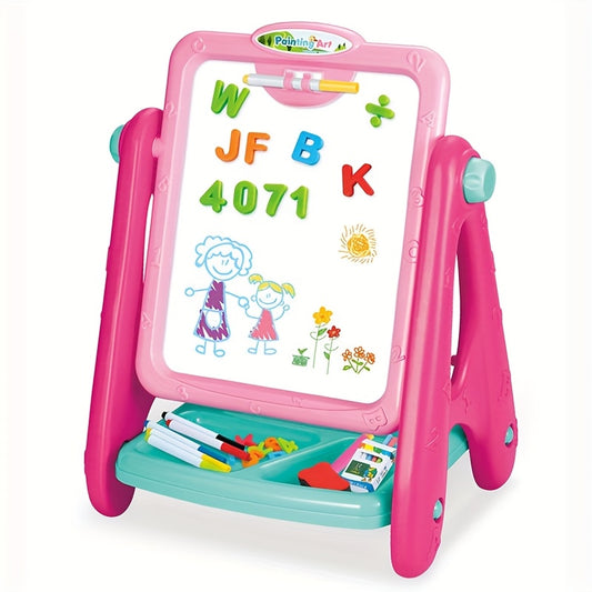 Kids Double-Sided Art Easel UAE | Magnetic Chalkboard & Whiteboard | Educational Drawing Board for Toddlers 3+