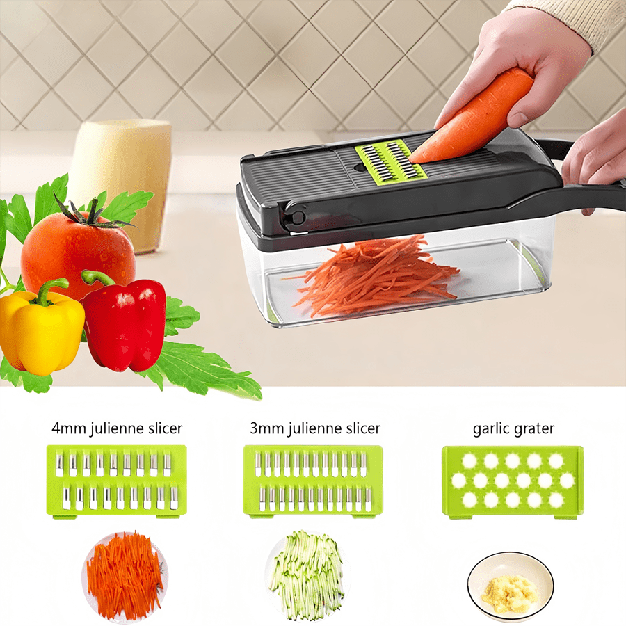 14-in-1 Multifunctional Food Chopper UAE – Vegetable & Onion Slicer, Dicer, Cutter with 8 Blades & Container
