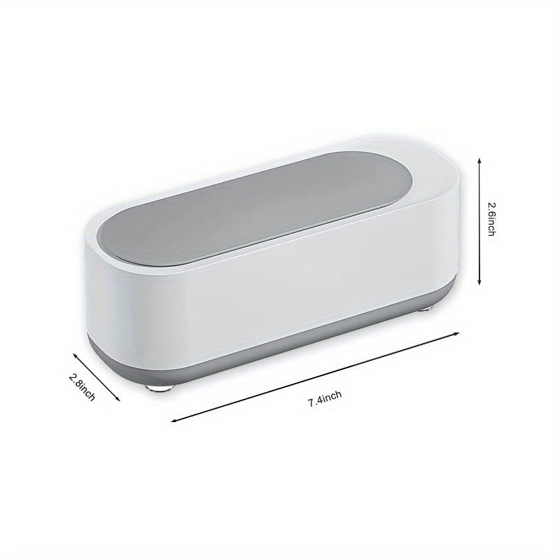 Ultrasonic Jewelry Cleaner 42kHz – Portable Sonic Machine for Rings, Eyeglasses, Watches, Coins &amp; More – One-Touch, 250ml Capacity (White)