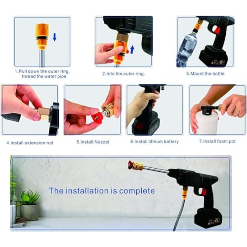 48V High Pressure Washer 1800W – Cordless Portable Electric Car Washing Machine - Multi-Nozzle, 5M Hose, Patio &amp; Driveway Cleaner