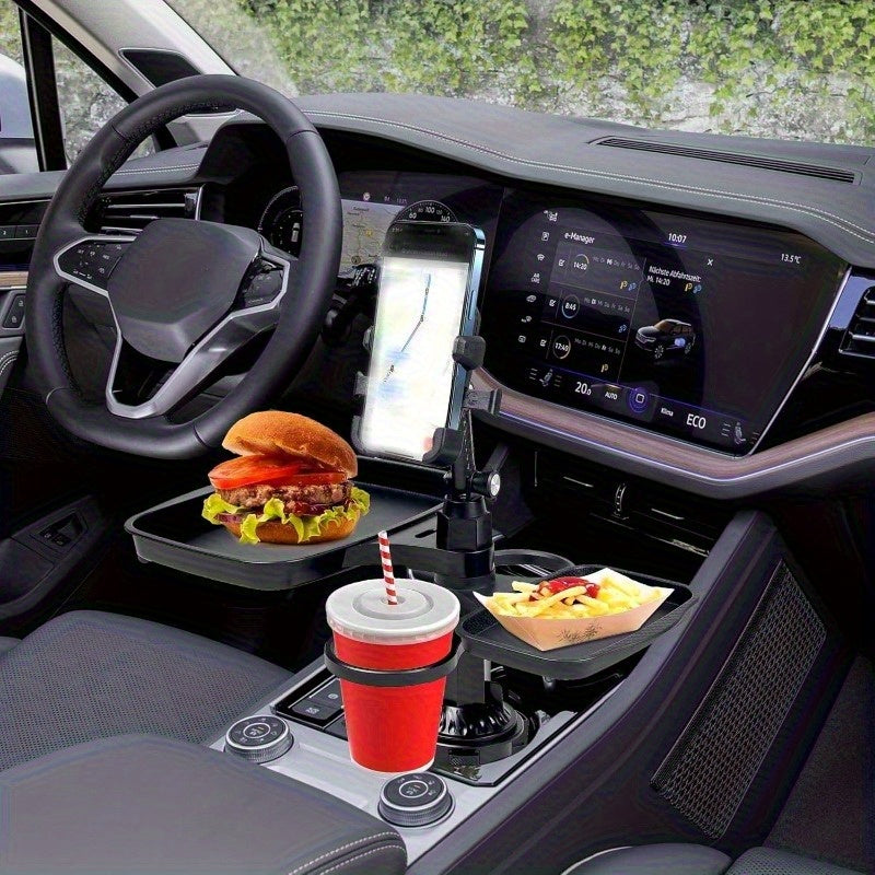 5-in-1 Car Cup Holder Expander with Food Tray & Phone Mount | Adjustable Double Cup Holder for Car, SUV & Truck