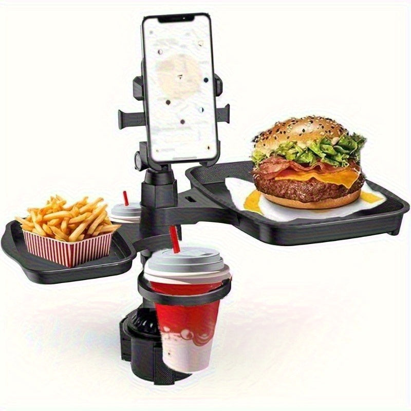 5-in-1 Car Cup Holder Expander with Food Tray & Phone Mount | Adjustable Double Cup Holder for Car, SUV & Truck