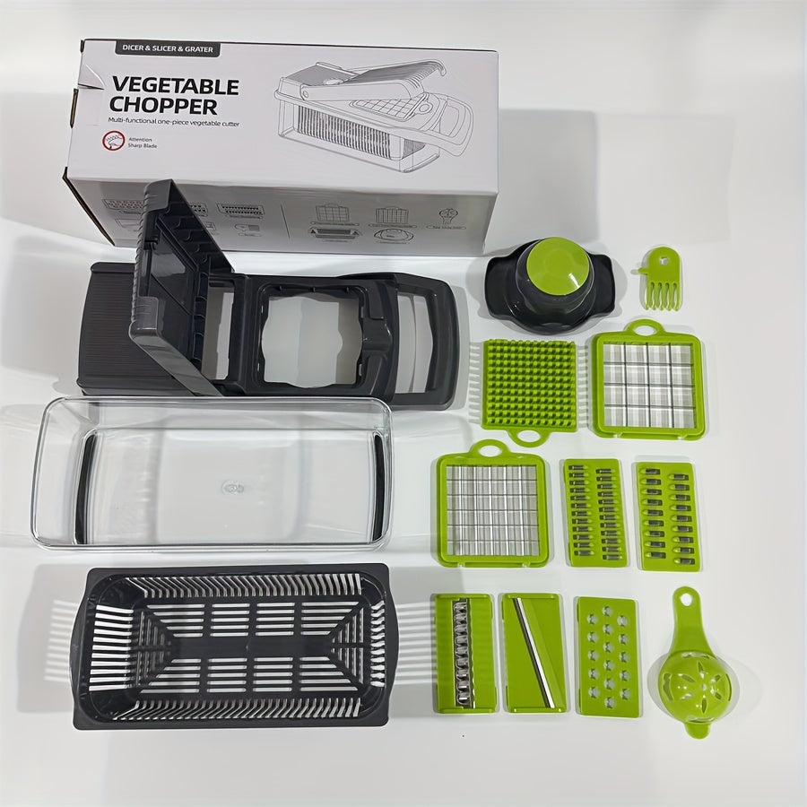 14-in-1 Multifunctional Food Chopper UAE – Vegetable & Onion Slicer, Dicer, Cutter with 8 Blades & Container