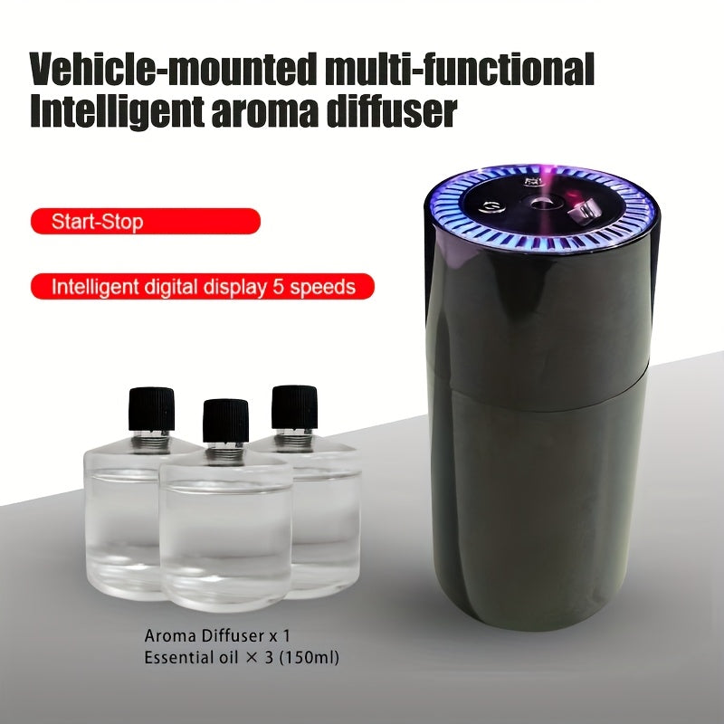 Smart Car Aroma Diffuser — Auto On-Off, Starry Mood Light & 3× Scent Modes