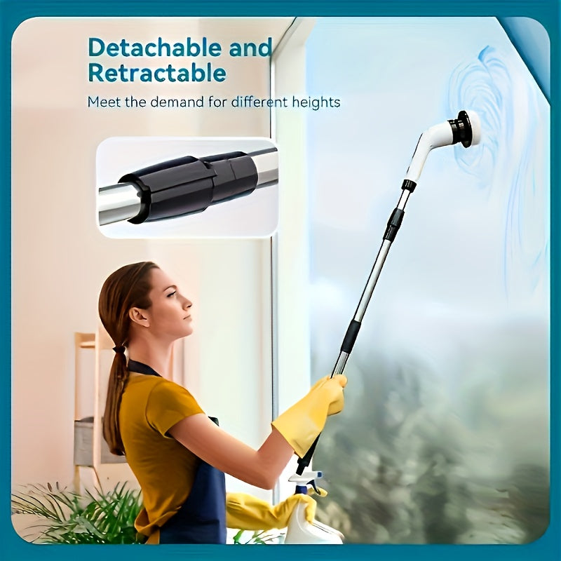 9-in-1 Electric Spin Scrubber with Adjustable Handle & 9 Brush Heads – Cordless, Waterproof & Rechargeable Cleaning Brush