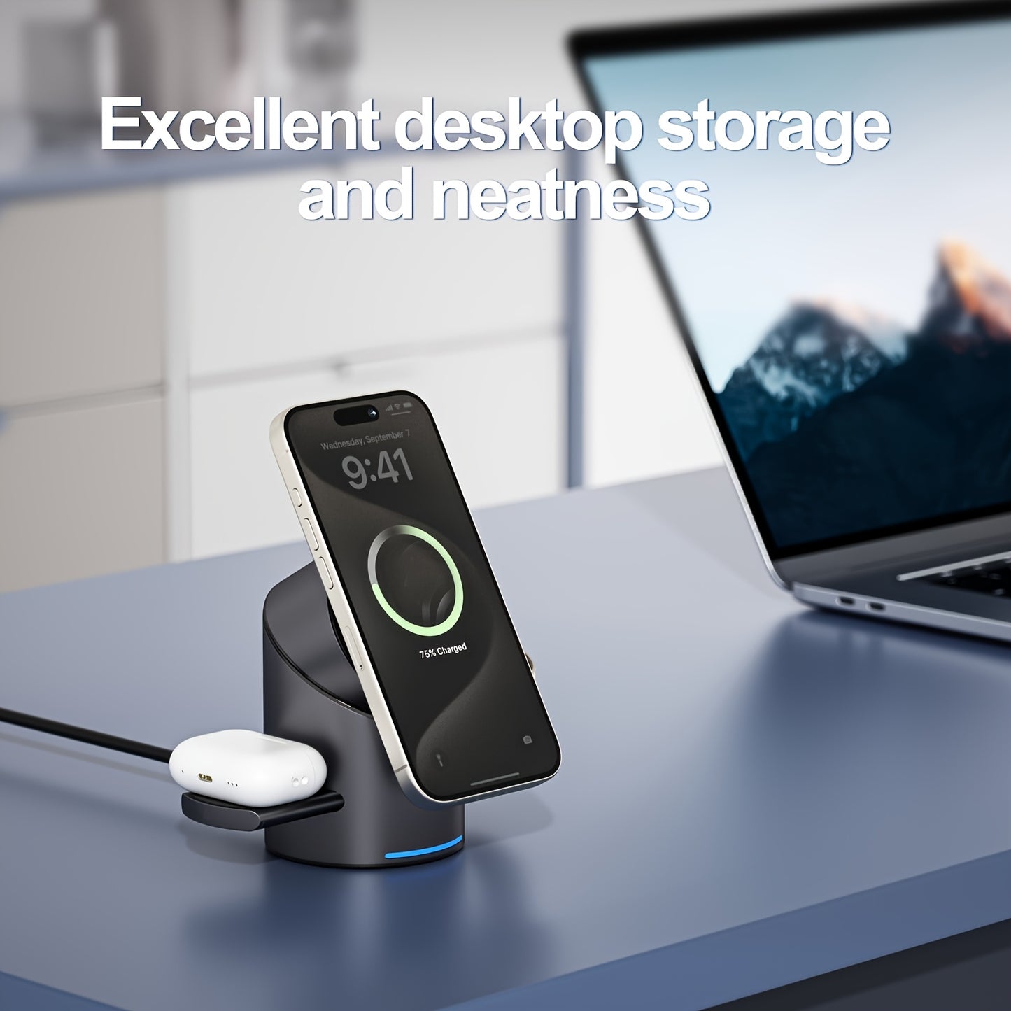 3-in-1 MagSafe Wireless Charging Station | Qi2 15W Fast Charger for iPhone, Watch & AirPods | Foldable, Auto-Rotating & Travel-Ready