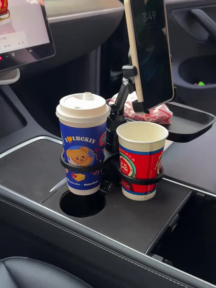 5-in-1 Car Cup Holder Expander with Food Tray & Phone Mount | Adjustable Double Cup Holder for Car, SUV & Truck
