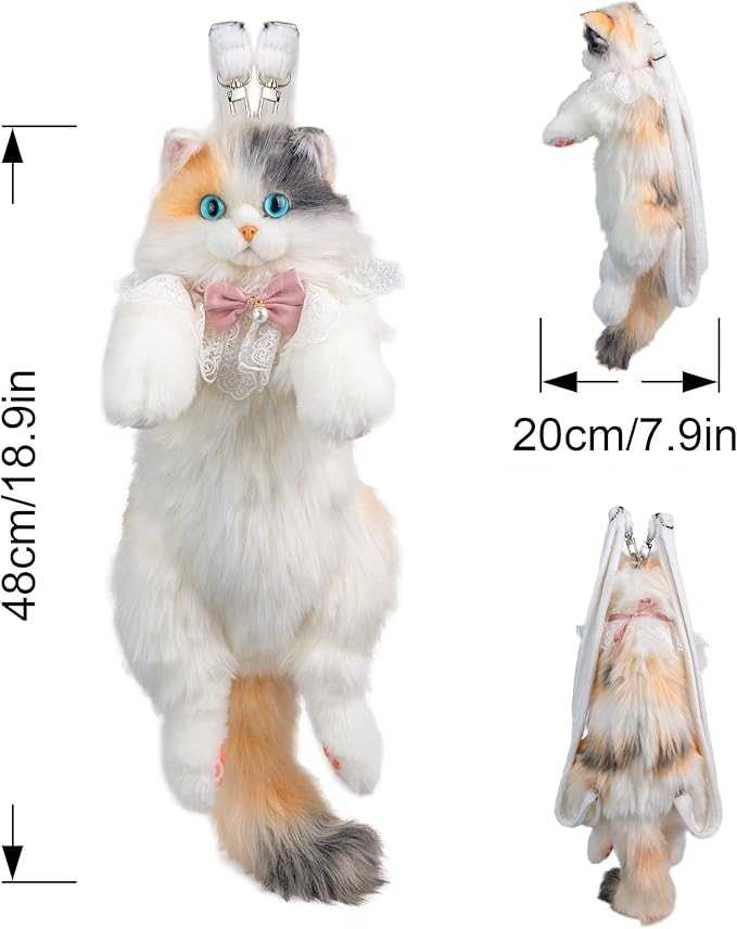 Realistic Calico Cat Backpack – Cute Plush Animal Backpack