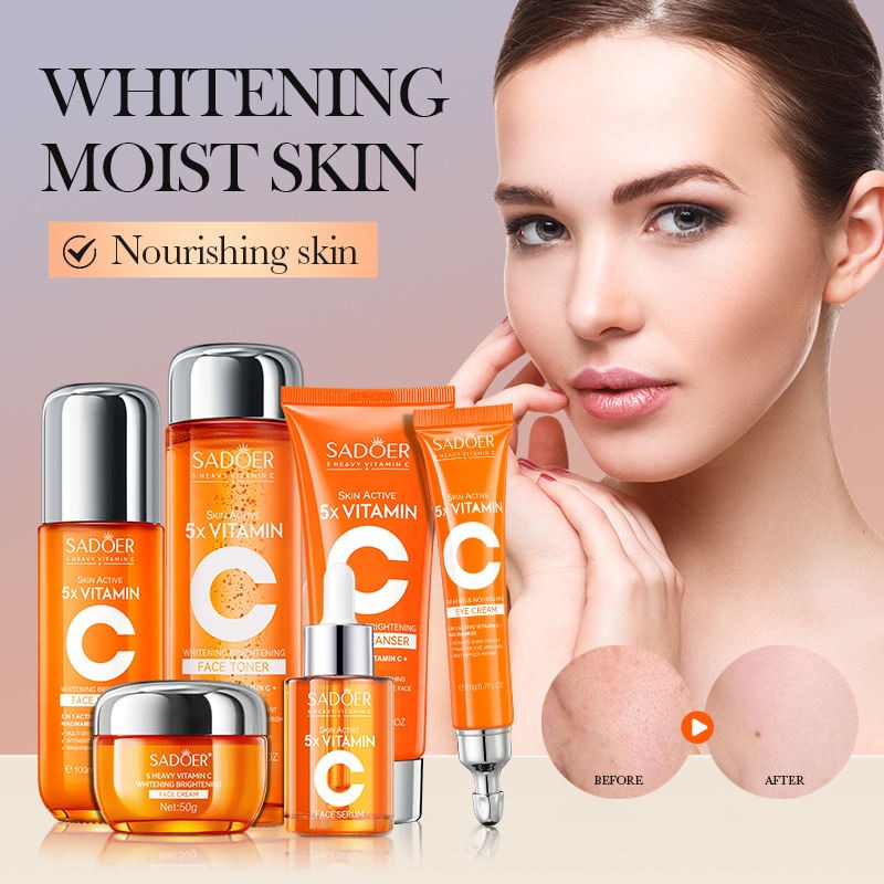 Sadoer 5X Vitamin C Facial Kit – Complete 5-Step Skincare Set