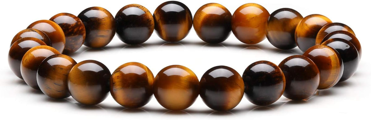 Tiger Eye Bracelet – Natural Tiger’s Eye Stone Beaded Bracelet for Men & Women