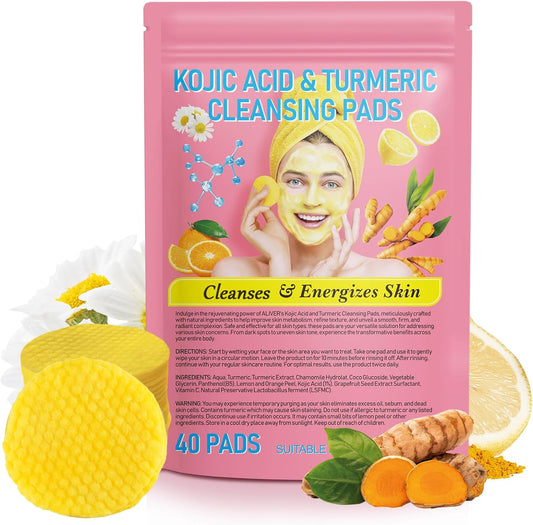 Turmeric & Kojic Acid Cleansing Pads – Dark Spot Remover & Skin Brightener (40pcs)