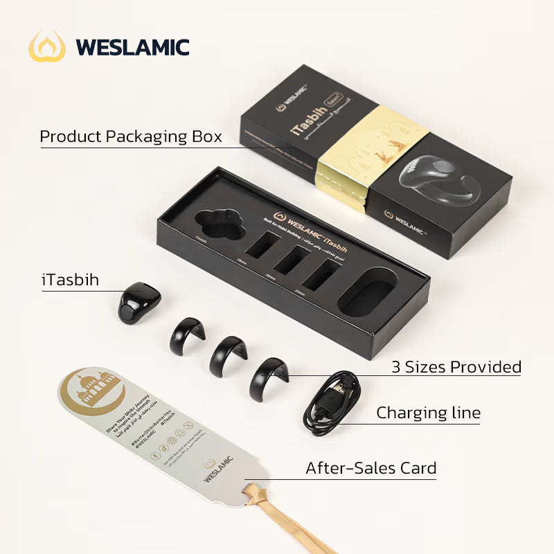 WESLAMIC Salam Smart Tasbih Ring – Digital Zikr Counter with OLED Display