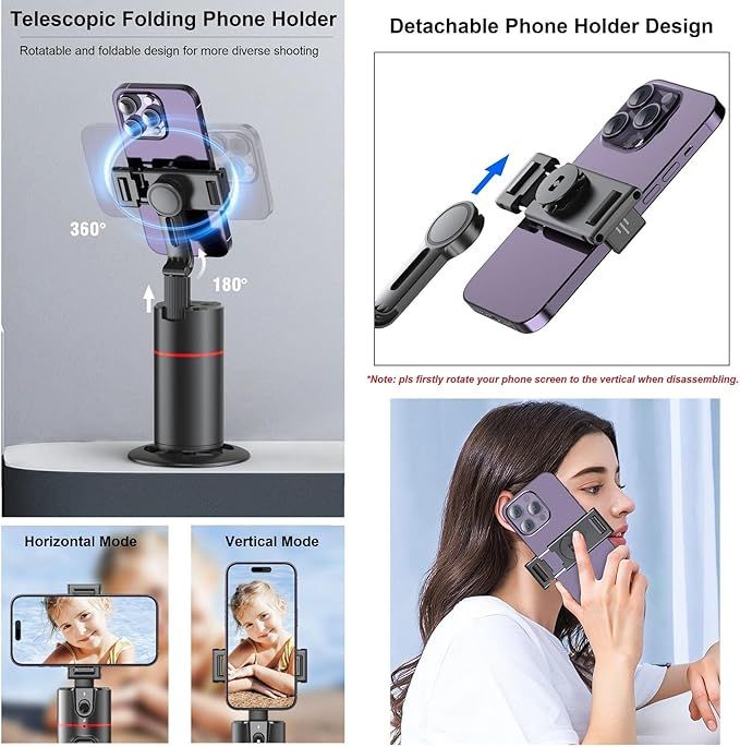 Auto Face-Tracking Tripod 360° – AI Phone Holder with Gesture Control & Wireless Remote for Vlog & Live Streaming