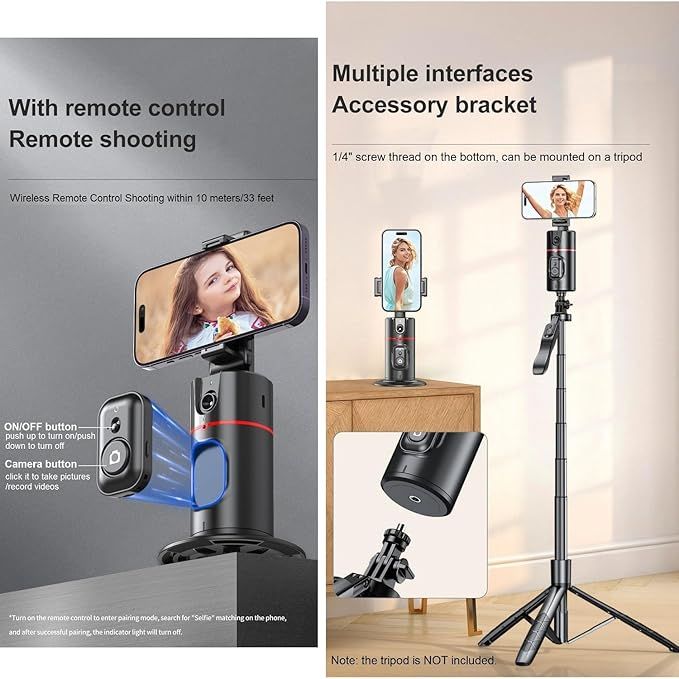 Auto Face-Tracking Tripod 360° – AI Phone Holder with Gesture Control & Wireless Remote for Vlog & Live Streaming