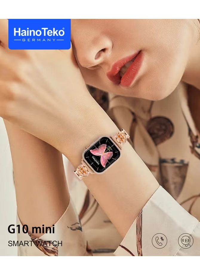 Haino Teko G10 Mini Smart Watch – 4 Straps, Bluetooth Calling, Always-On Display, Wireless Charging (Android & iOS)