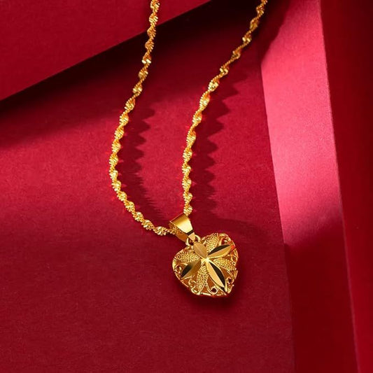 18K Gold Heart Necklace for Women – Elegant Chain Necklace Gift UAE