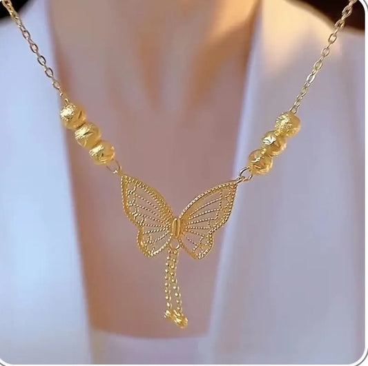 Gold Plated Butterfly Necklace for Women – Rhinestone Crystal Statement Jewelry