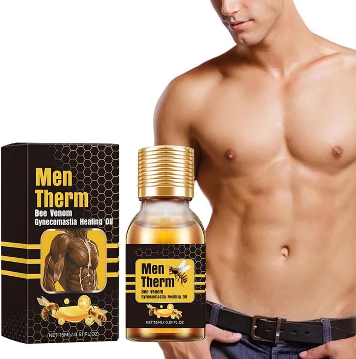 MenTherm Bee Venom Gynecomastia Heating Oil for Men | Chest Firming Oil UAE