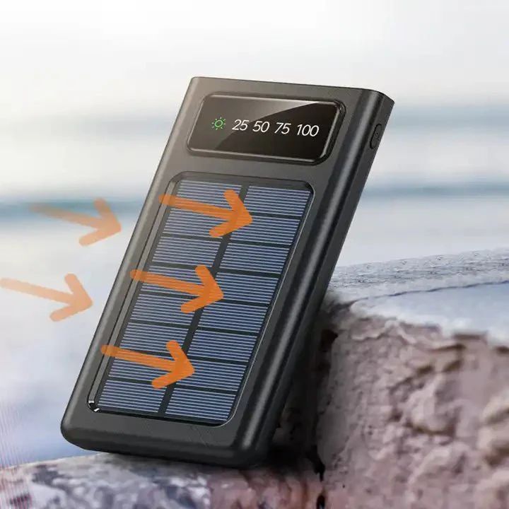 Solar Power Bank 20000mAh – Fast Charging Built-In Cables UAE